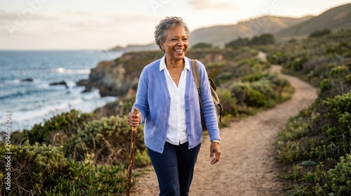 Portrait of a happy senior citizen, positive lifestyle image for active aging branding, wellness editorials, healthcare campaigns and emotional storytelling with authentic approachable warmth, natural