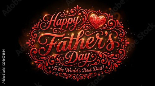 Father's Day Greeting Card with Red Heart Design