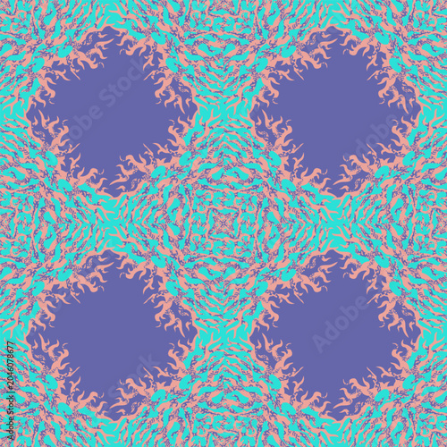 Modern ornamental seamless pattern design with abstract collage textured background for textile, home fabric, beddingesign with abstract collage textured background. Vector illustration