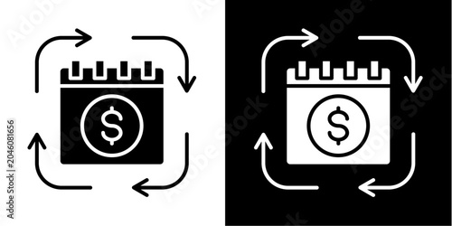 Photography Recurring Payment  Icon Set White Glyph Style Collection