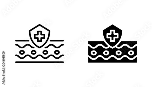 Skin Protect set. Shield Protection Skin Concept Symbol Collection. UV Protection for Skin. vector illustration on white background
