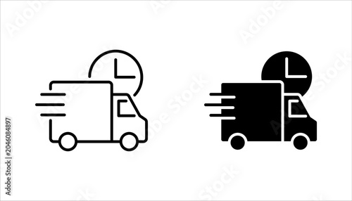 fast delivery truck icon set, express delivery, quick move, vector illustration on white background