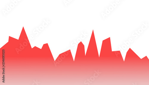 Photos A minimalist red area chart graphic representing fluctuating data trends, financial volatility, or heartbeat patterns, suitable for modern infographics and digital business presentations