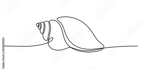 Cuadro en lienzo Simple continuous line drawing of a seashell, minimalist art, elegant ocean them