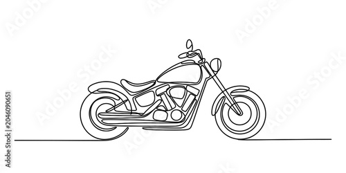 Foto Single line drawing of a classic motorcycle, minimalist style, iconic cruiser bi