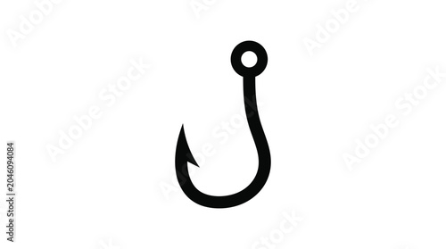 Konstfotografi Fishing hook silhouette against a white background a simple black outline anglin