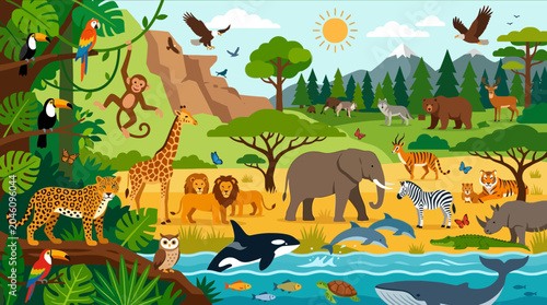 Photography Variety of Animals in Habitat.
