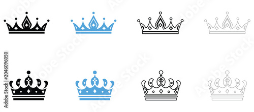 Bild auf Leinwand Royal crown tiara icon vector, king queen crown symbol vector, silhouette and li