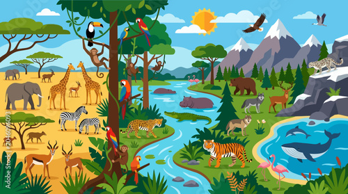Konstfotografi Variety of animals in their habitats.