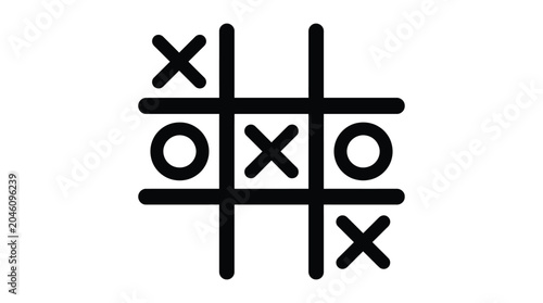 Tic tac toe board with symbols black lines on white background silhouette
