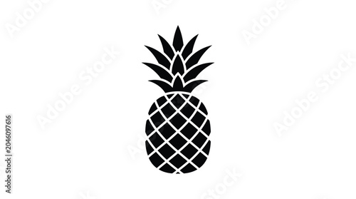 Black pineapple silhouette against a white background a tropical fruit depiction silhouette
