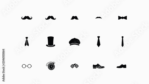 Foto Gentleman accessories and barber shop mustache icon collection for men grooming service