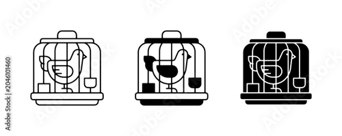 Foto Birdcage Icons, Chicken Pet Enclosure Vector Graphics, Animal Containment Symbol