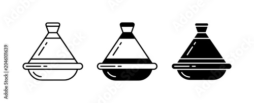 Foto Moroccan Tagine Pot Icons, Traditional Cooking Vessel Vector Graphics, Culinary
