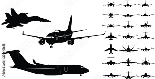 Fotografi Collection of airplane silhouettes featuring commercial airlines cargo planes an