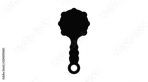 Obraz na płótnie Handheld mirror with ornate frame and circular handle black silhouette vanity re