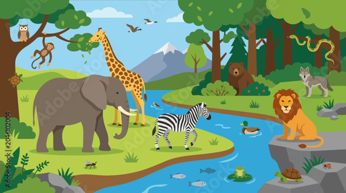 Canvas Print Wildlife animals in natural habitat.