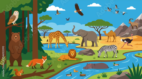 Foto Wildlife animals in natural habitat.