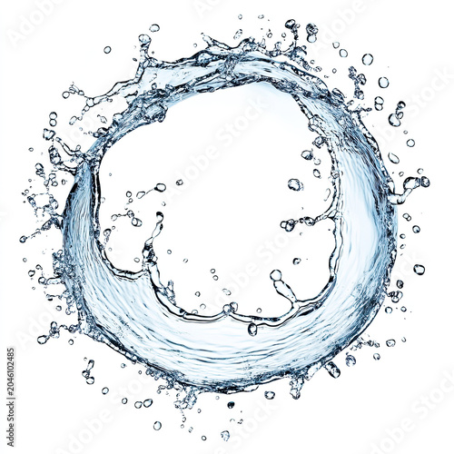 Creative circular splash of pure water with droplets