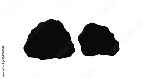 Schilderij op canvas Two jagged rock shapes against a white background a dark silhouette rocks