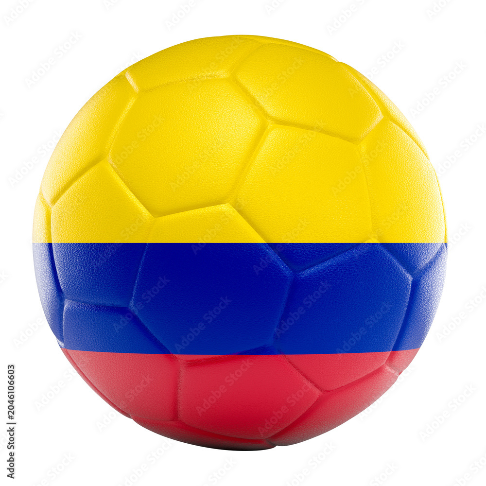 Fototapeta premium Colombia flag soccer ball 3d isolated