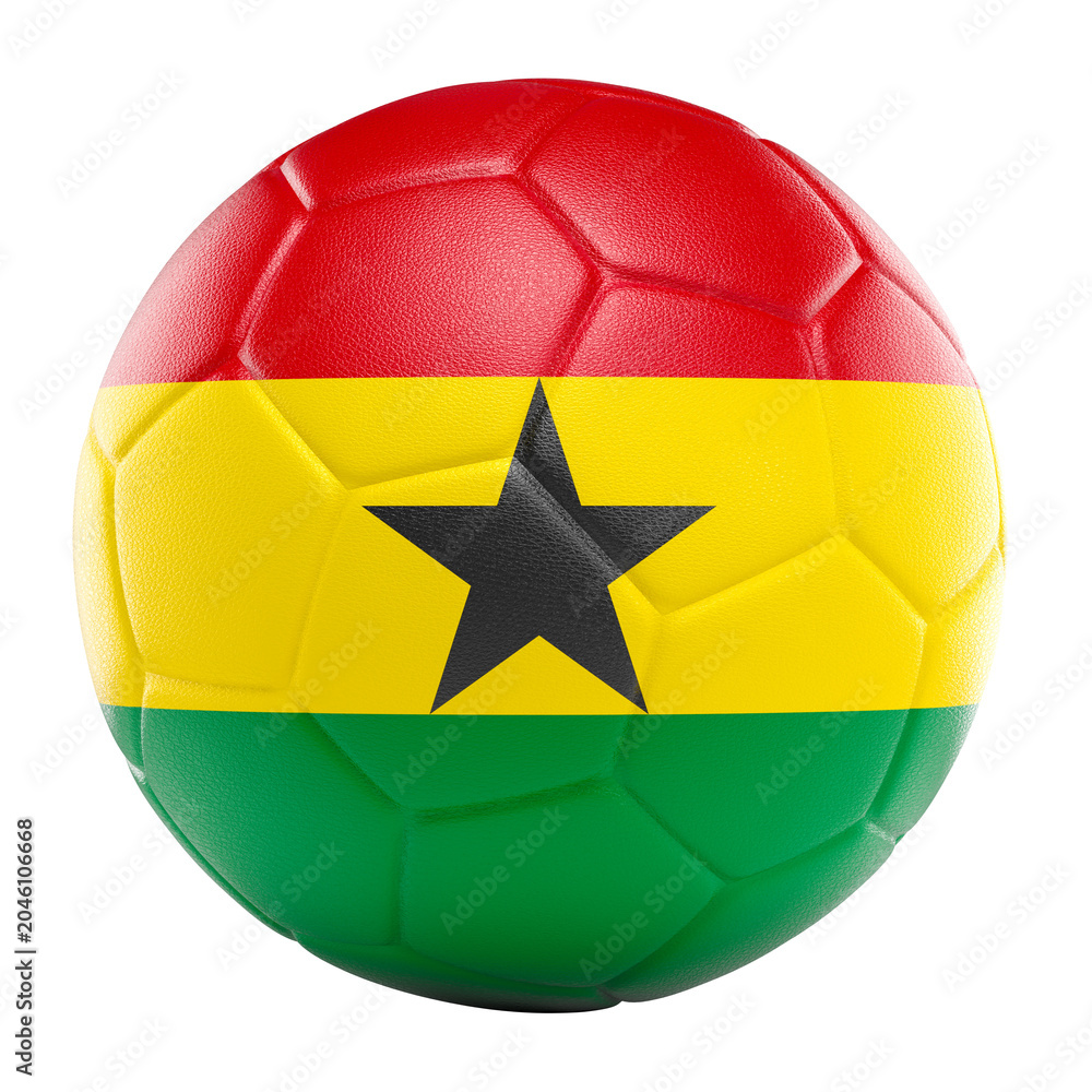 Naklejka premium Ghana national flag football ball 3d