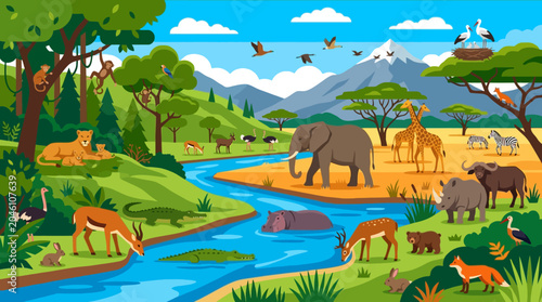 Photography Wildlife animals in natural habitat scene.