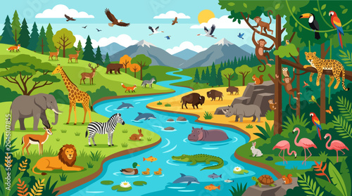 Wildlife animals in their natural habitat.