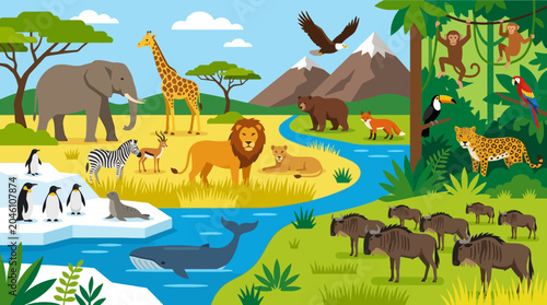 Canvas Print Wildlife animals in their natural habitat.