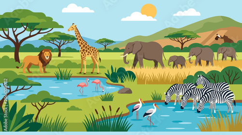 Zebras drinking from a pond.