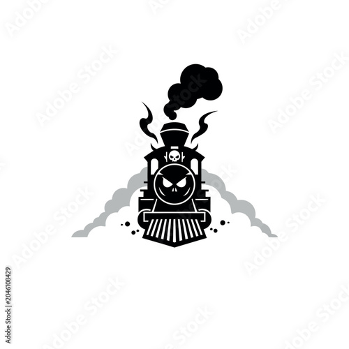 Εκτύπωση καμβά Spooky Steam Train Illustration.