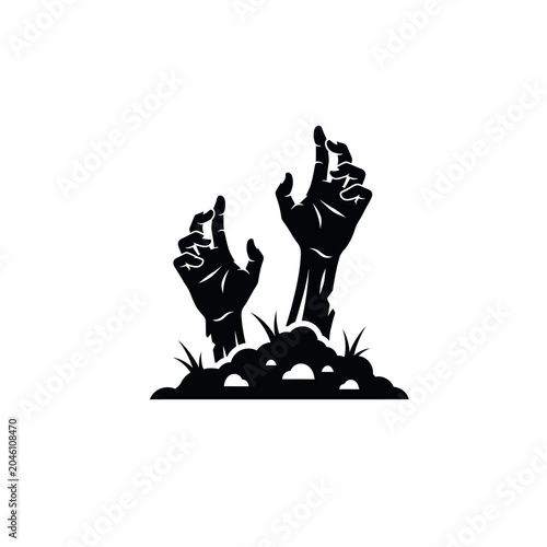 Foto Two hands emerging from ground dirt.