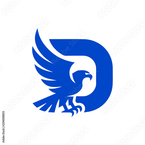 D Logo Design with Falcon Head and Wing