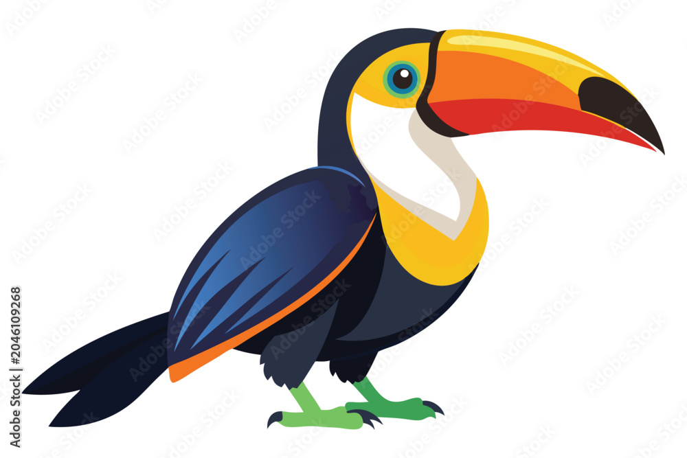 Fototapeta premium toucan silhouette line art vector on white background