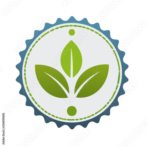 Green leaf emblem with blue border