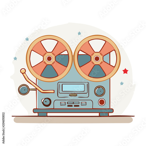 Retro reel to reel tape recorder illustration