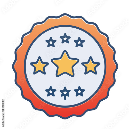 Star rating badge icon with orange border
