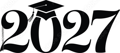 Quadro su tela Graduation 2027, Academic Year, Grad Cap, Vector Icon