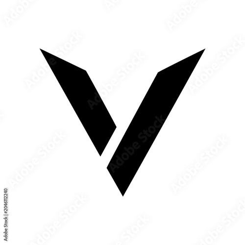 Minimal logo with sharp V shape and geometric precision for branding Vector illustration On white Background