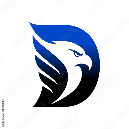D Logo Design with Falcon Head and Wing