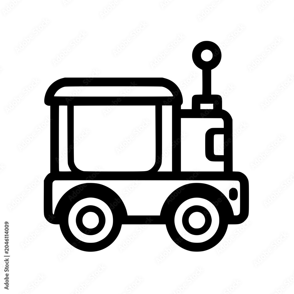 Fototapeta premium Toy Train Icon Line Art Vector Illustration Simple Black White Symbol
