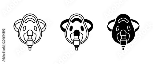 Valokuva Oxygen Mask Icons, Medical Breathing Apparatus Vector Set, Healthcare Emergency