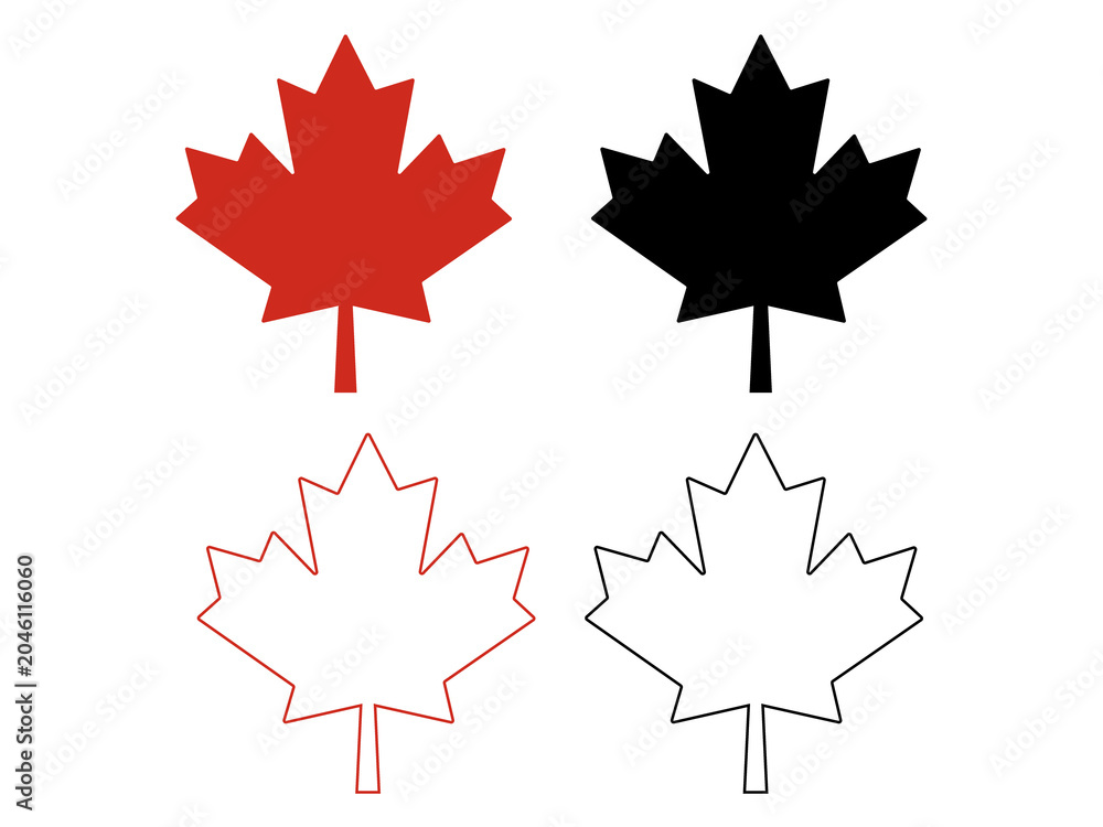 Naklejka premium Canadian maple leaf vector icon set isolated