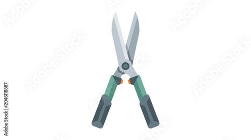 Photography Green handled pruning shears tool.
