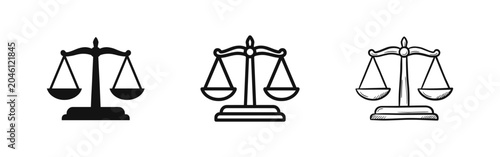 Photos Scales of justice icon set, law and balance measurement symbol