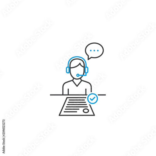 Customer support agent with verified document icon.