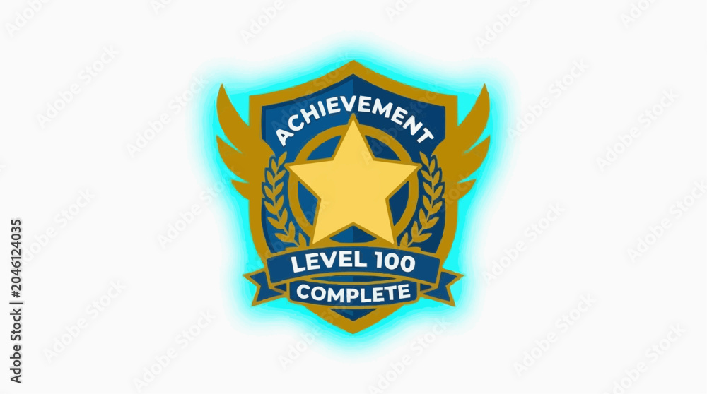 Fototapeta premium Achievement award emblem for concept of Level completed.
