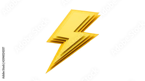3D yellow lightning bolt icon on white background