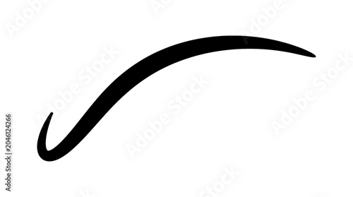 Simple black abstract curved line on white background