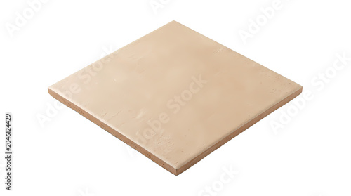 Square beige ceramic tile isolated on white background